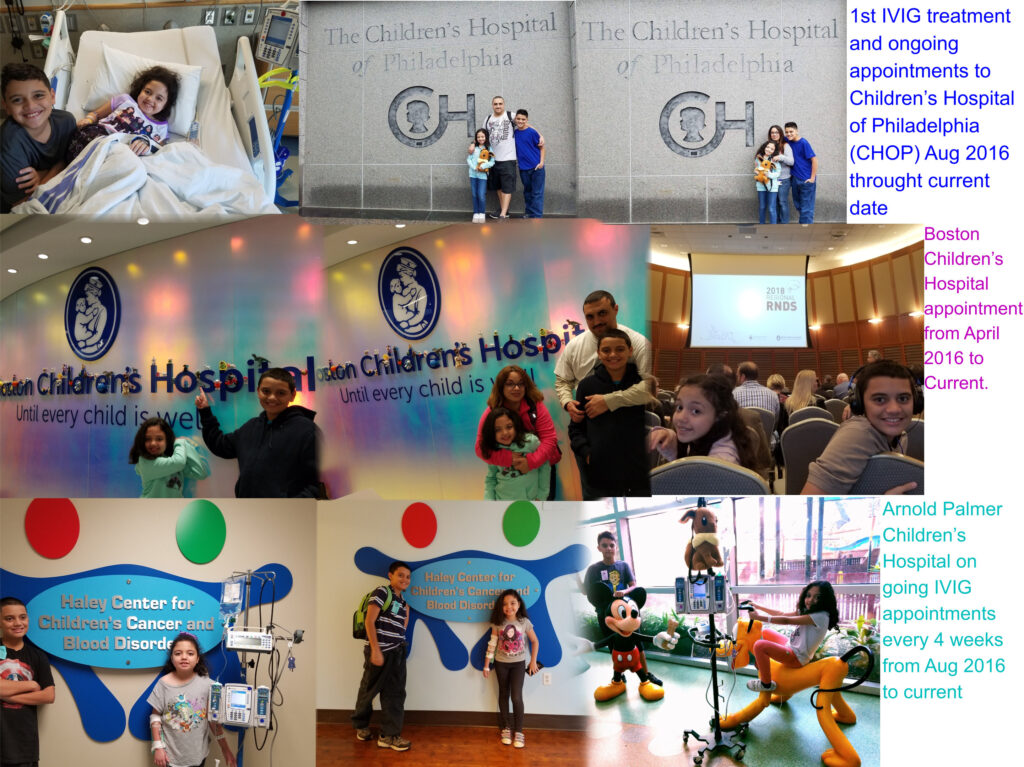 Collage of Isabel's First IVIG Treatment