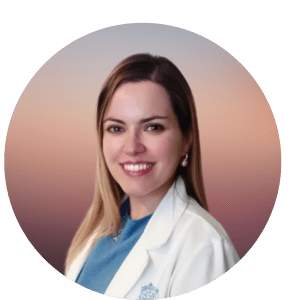 Dr. Ethel Ciampi is shown smiling with long blonde hair and wearing a blue shirt with a white jacket.